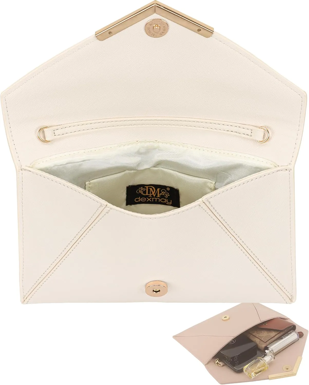 Dexmay Women Envelope Clutch Handbag Medium Saffiano Leather Foldover Clutch Purse