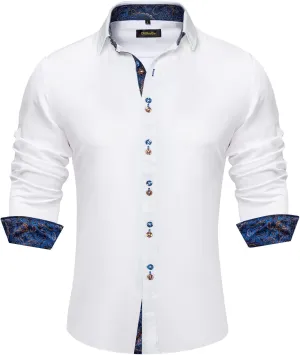 DiBanGu Men's Dress Shirt Long Sleeve Casual Button Down Shirts Regular Fit Inner Contrast Shirt for Business Party