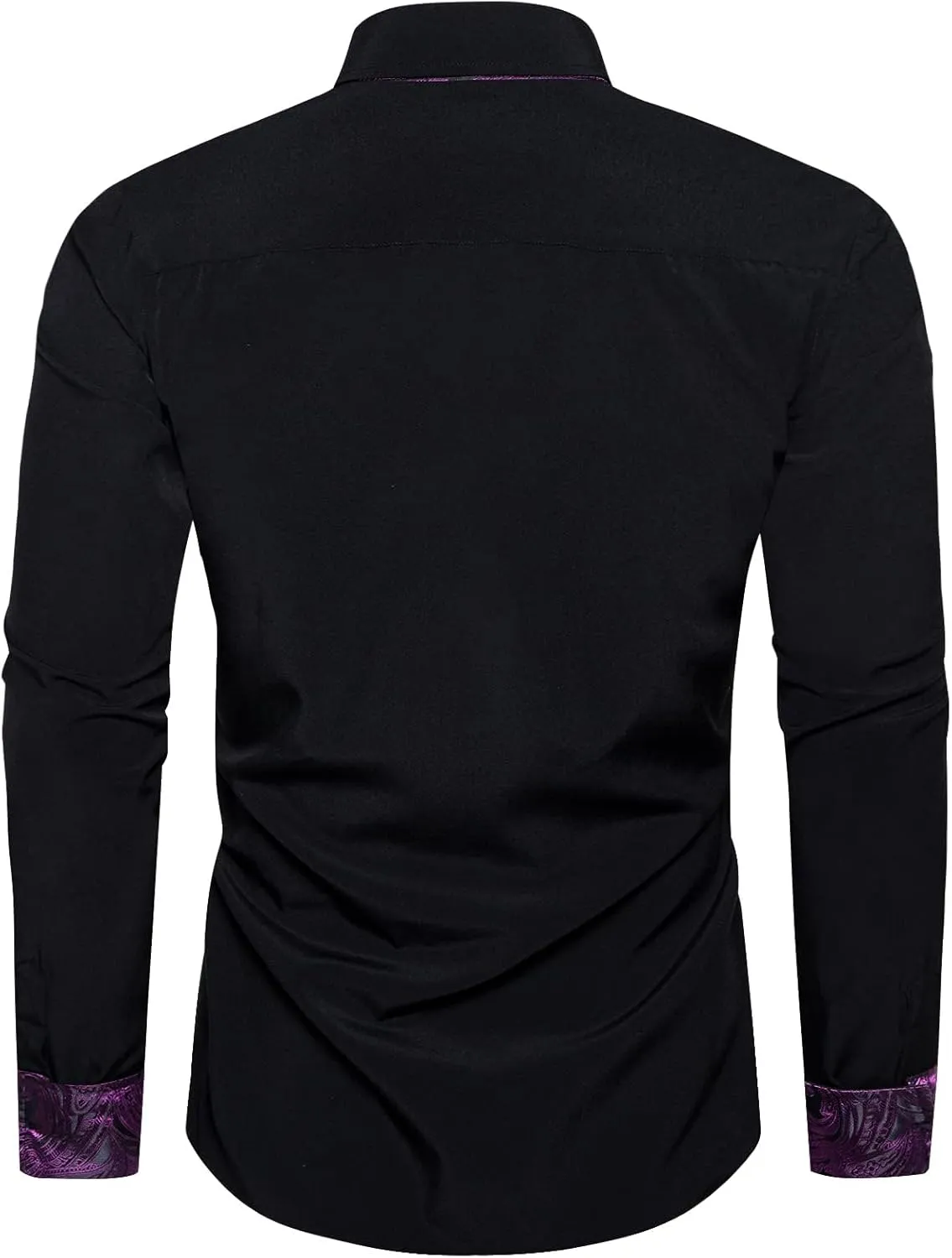 DiBanGu Men's Dress Shirt Long Sleeve Casual Button Down Shirts Regular Fit Inner Contrast Shirt for Business Party