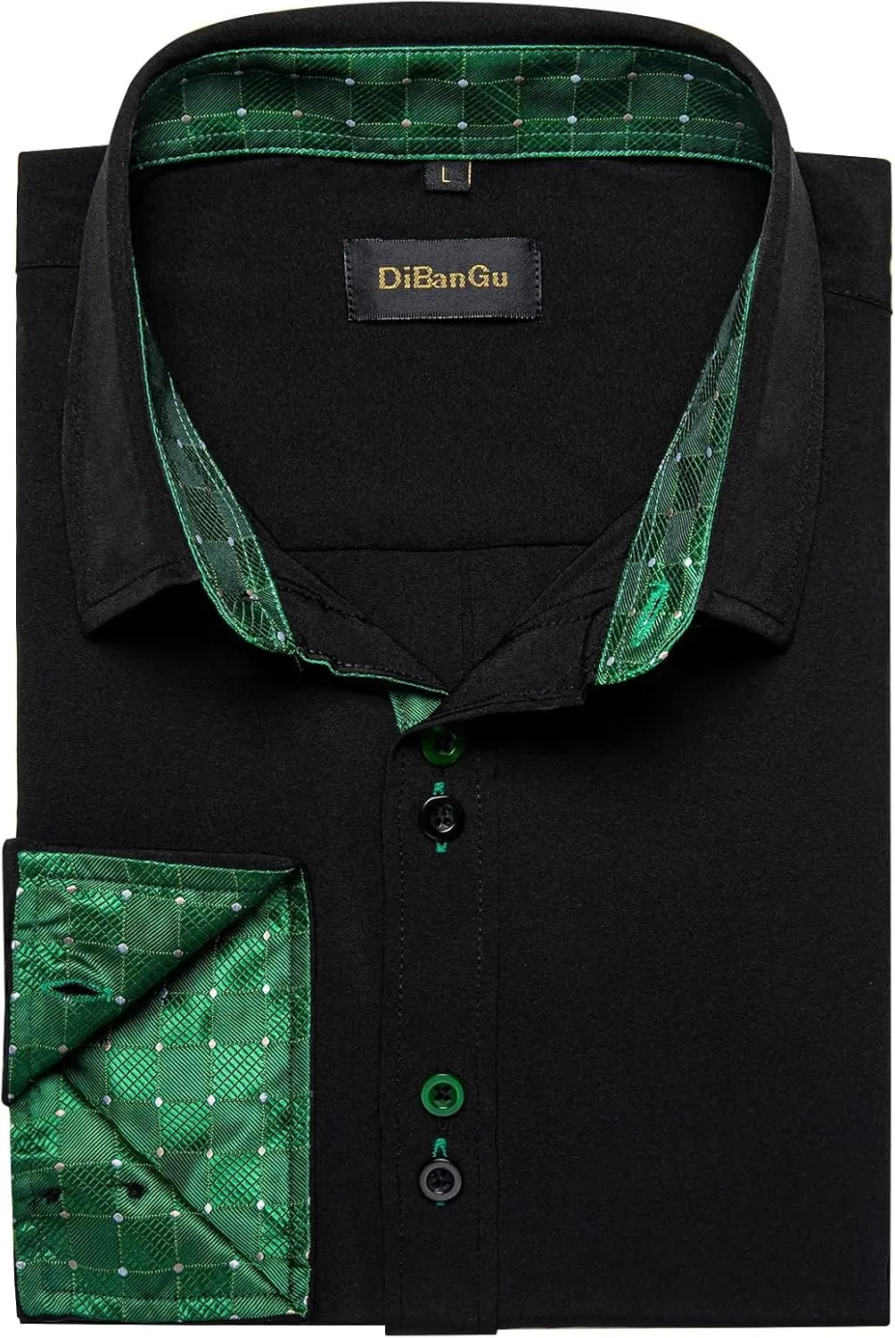 DiBanGu Men's Dress Shirt Long Sleeve Casual Button Down Shirts Regular Fit Inner Contrast Shirt for Business Party
