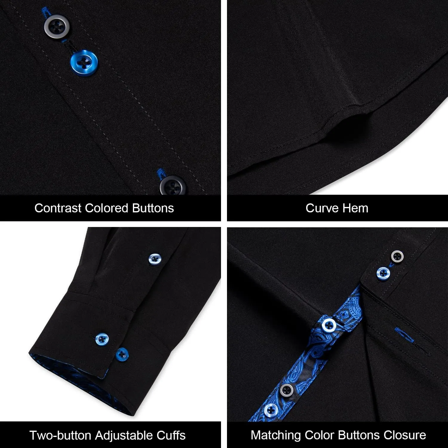 DiBanGu Men's Dress Shirt Long Sleeve Casual Button Down Shirts Regular Fit Inner Contrast Shirt for Business Party