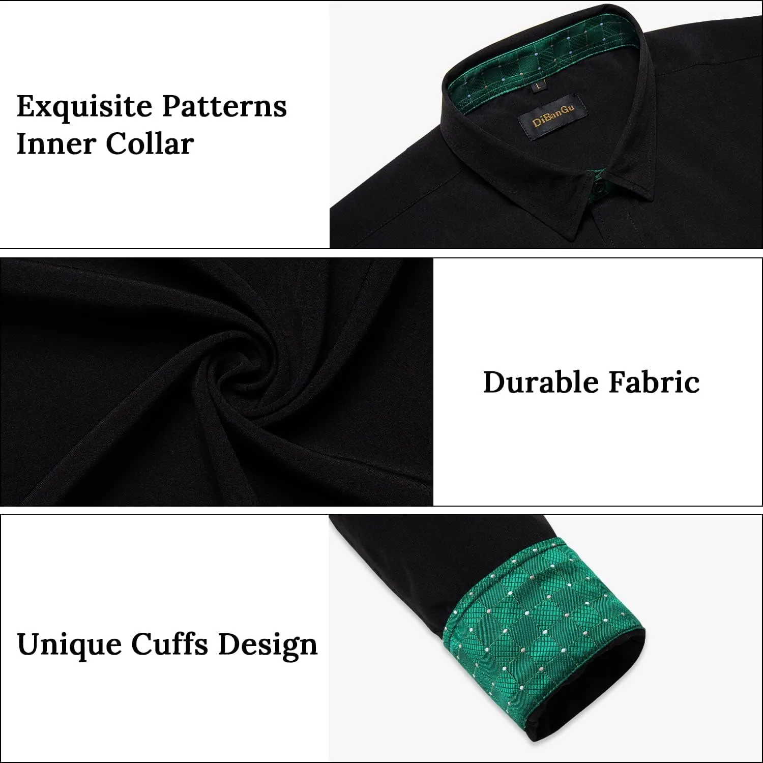 DiBanGu Men's Dress Shirt Long Sleeve Casual Button Down Shirts Regular Fit Inner Contrast Shirt for Business Party