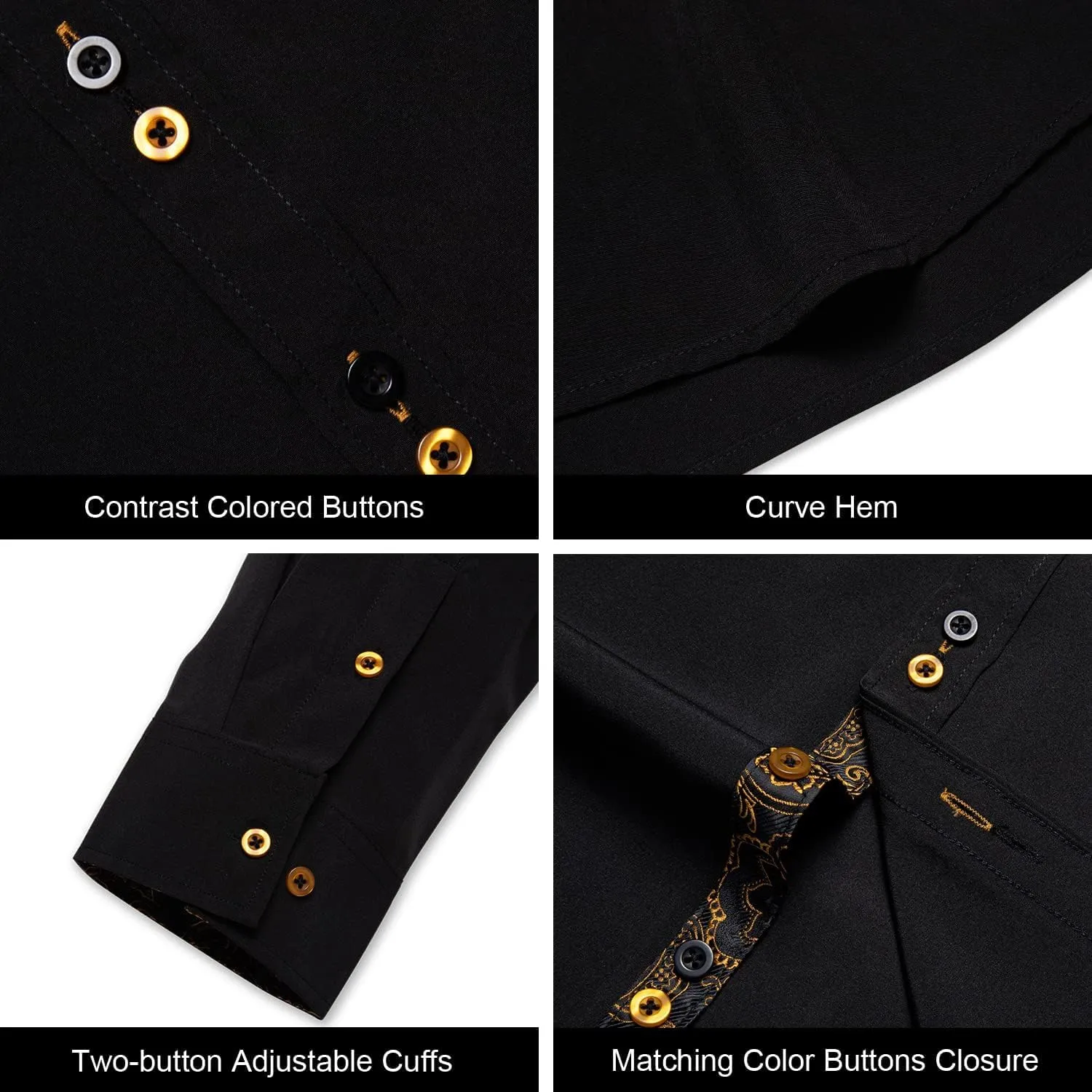 DiBanGu Men's Dress Shirt Long Sleeve Casual Button Down Shirts Regular Fit Inner Contrast Shirt for Business Party