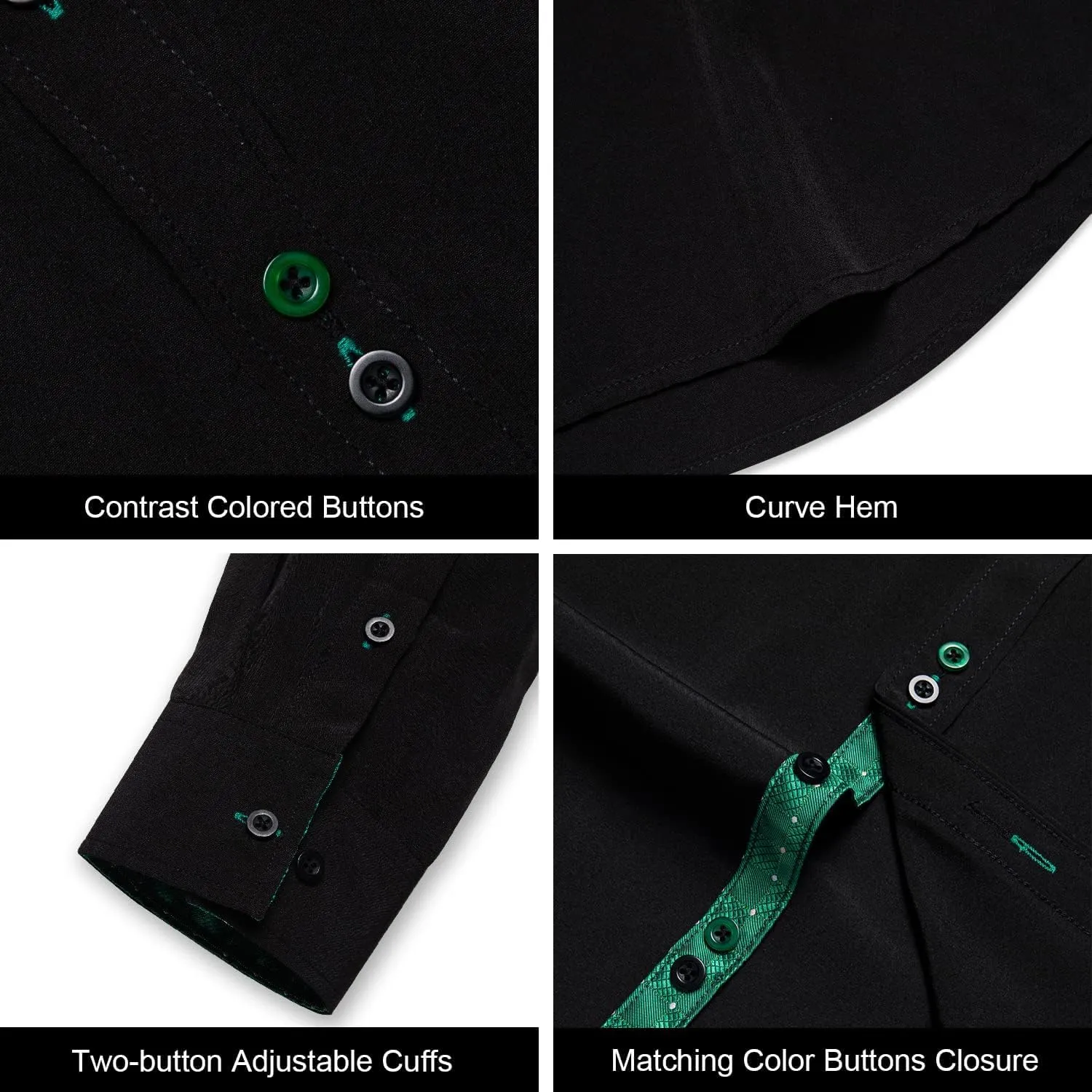 DiBanGu Men's Dress Shirt Long Sleeve Casual Button Down Shirts Regular Fit Inner Contrast Shirt for Business Party