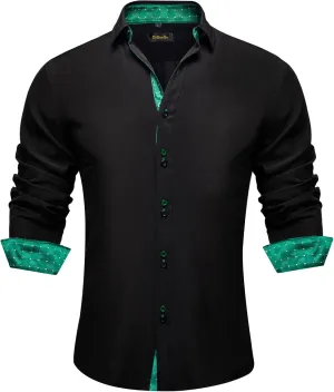 DiBanGu Men's Dress Shirt Long Sleeve Casual Button Down Shirts Regular Fit Inner Contrast Shirt for Business Party