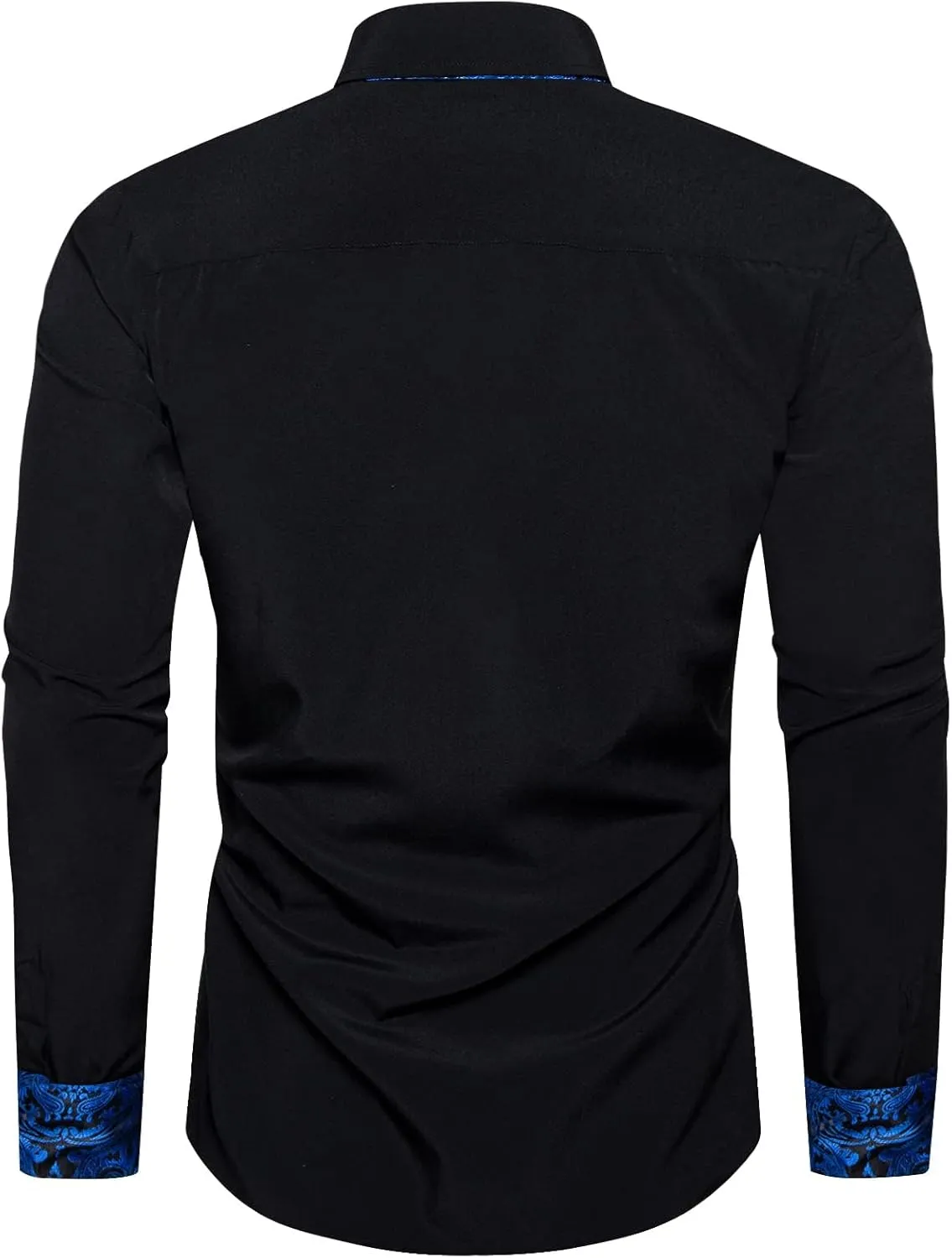 DiBanGu Men's Dress Shirt Long Sleeve Casual Button Down Shirts Regular Fit Inner Contrast Shirt for Business Party