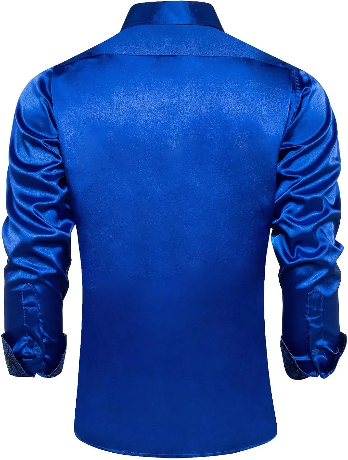 DiBanGu Mens Satin Dress Shirts Casual Long Sleeve Button Down Shirt Regular Fit Wrinkle Free Shiny Shirts for Men Party Prom