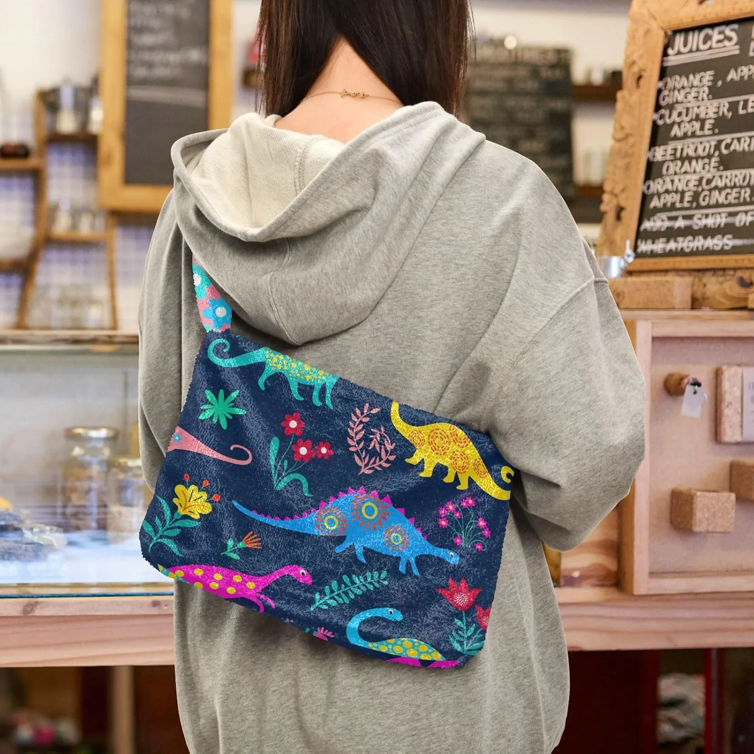 Dinosaurs Cute Plush Tote Bag, Purses for Women Shoulder Bag, Womens Outdoor Bag
