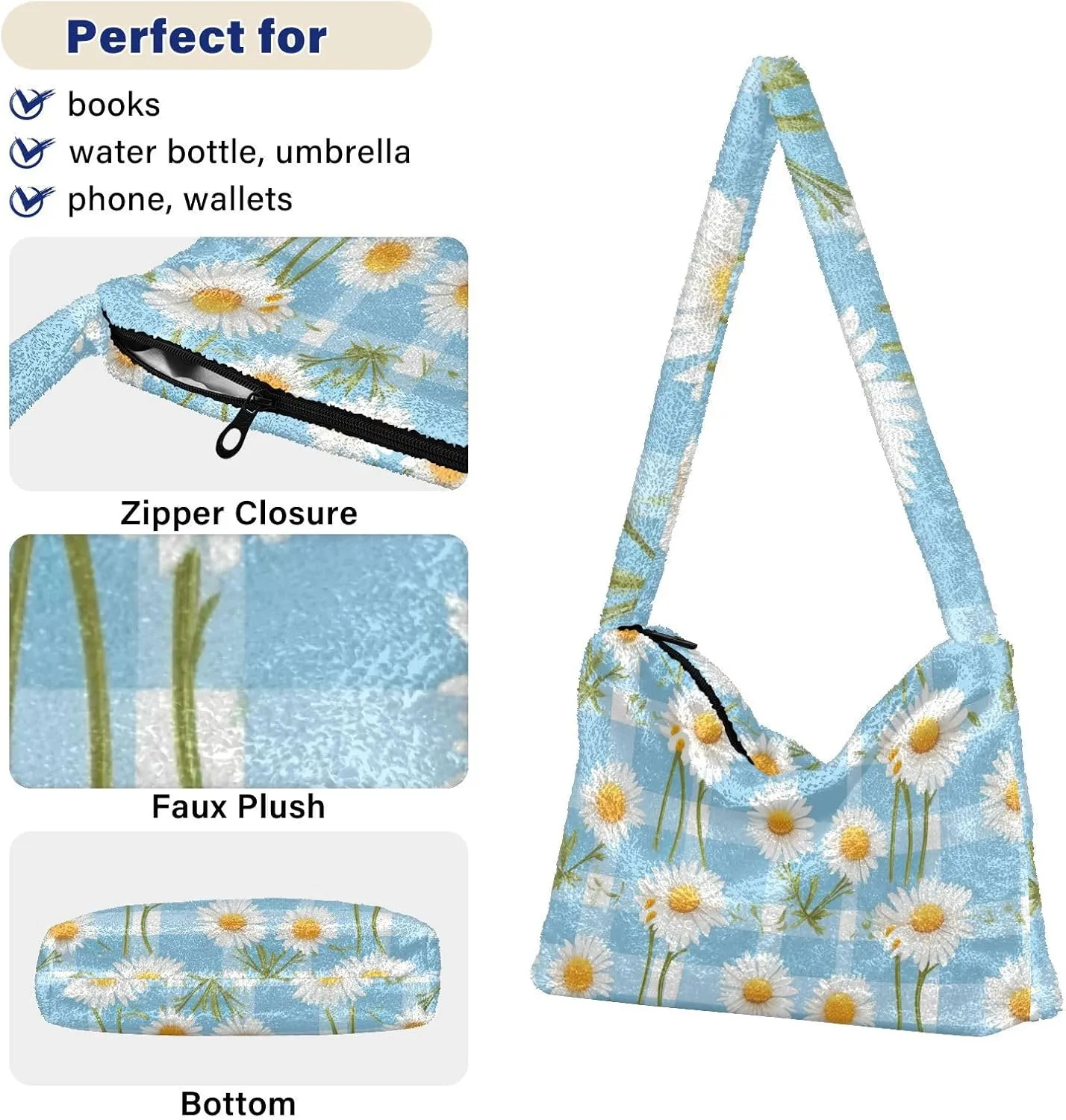 Dinosaurs Cute Plush Tote Bag, Purses for Women Shoulder Bag, Womens Outdoor Bag