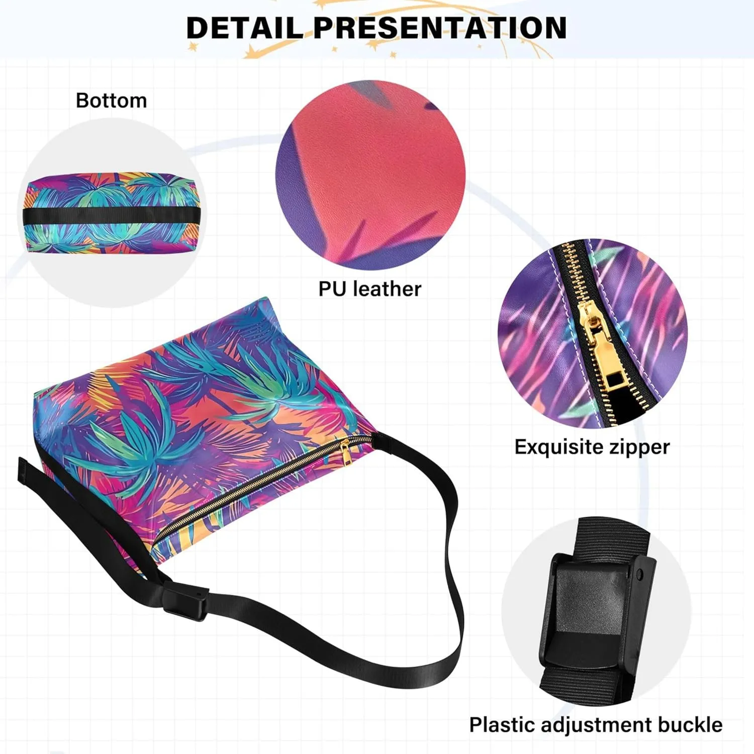 Dinosaurs Tropical Green Leaf Soft PU Leather Hobo Bags Women's Large Purse Design Leaf Print Women Hobo Purse