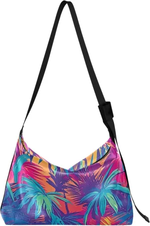 Dinosaurs Tropical Green Leaf Soft PU Leather Hobo Bags Women's Large Purse Design Leaf Print Women Hobo Purse