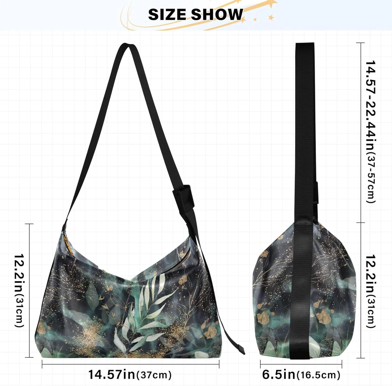 Dinosaurs Tropical Green Leaf Soft PU Leather Hobo Bags Women's Large Purse Design Leaf Print Women Hobo Purse