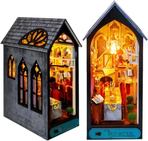 DIY Book Nook Kit - Midnight Feast - Vampire’s Enchanted Castle - 3D Puzzle, Assembly Bookend for Adult