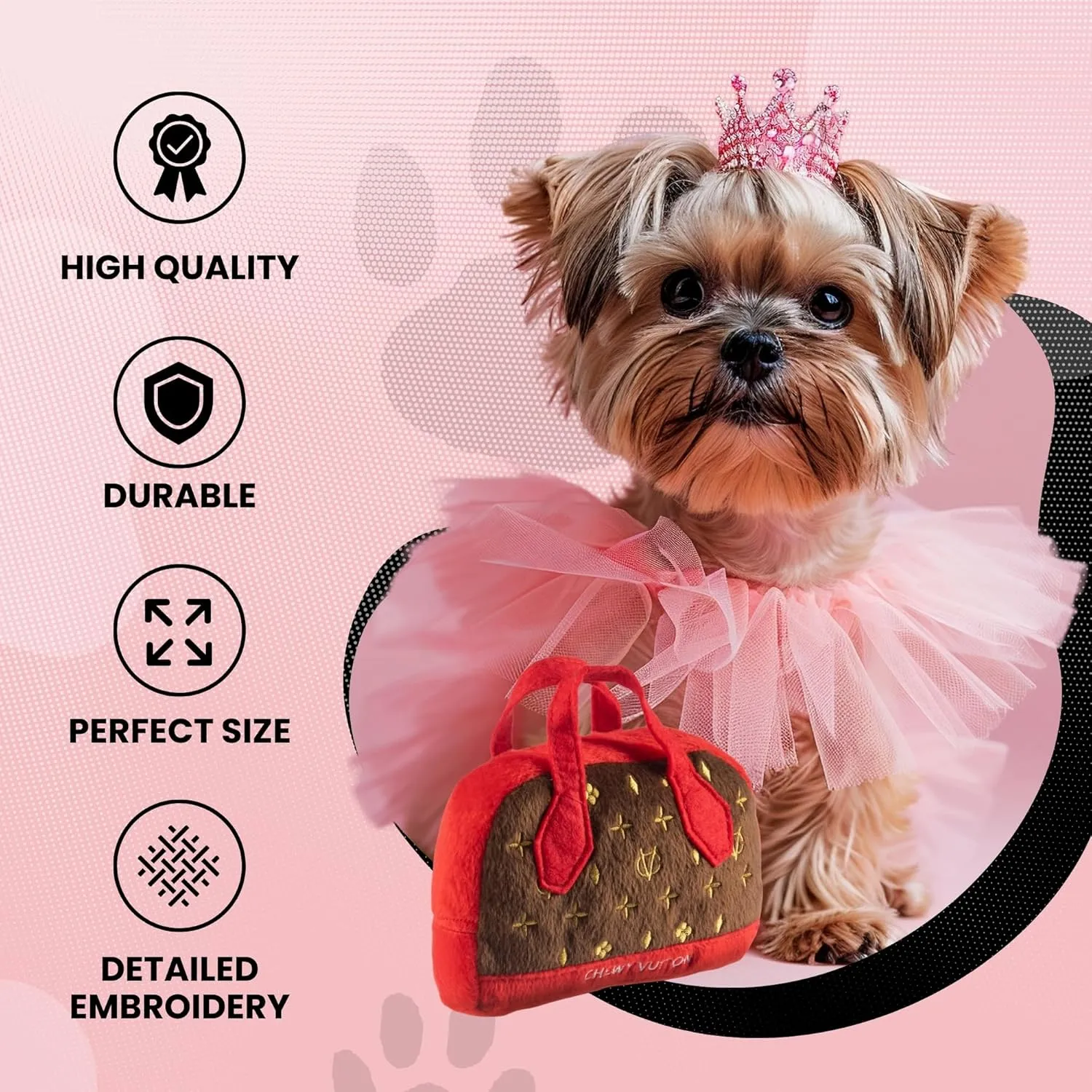 Dog Diggin Designs Runway Pup Collection | Unique Squeaky Parody Plush Dog Toys – Haute Couture Purses & Handbags