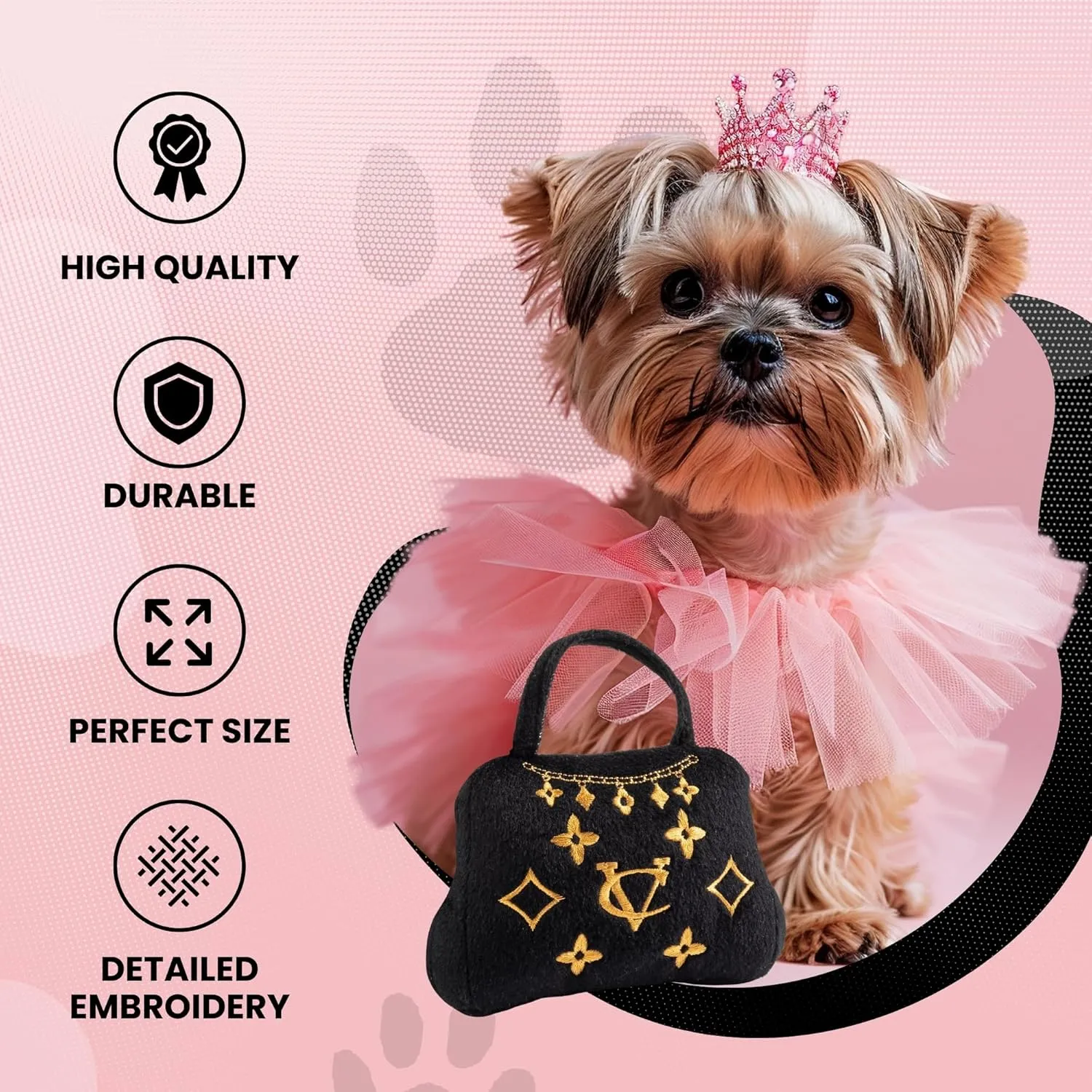 Dog Diggin Designs Runway Pup Collection | Unique Squeaky Parody Plush Dog Toys – Haute Couture Purses & Handbags