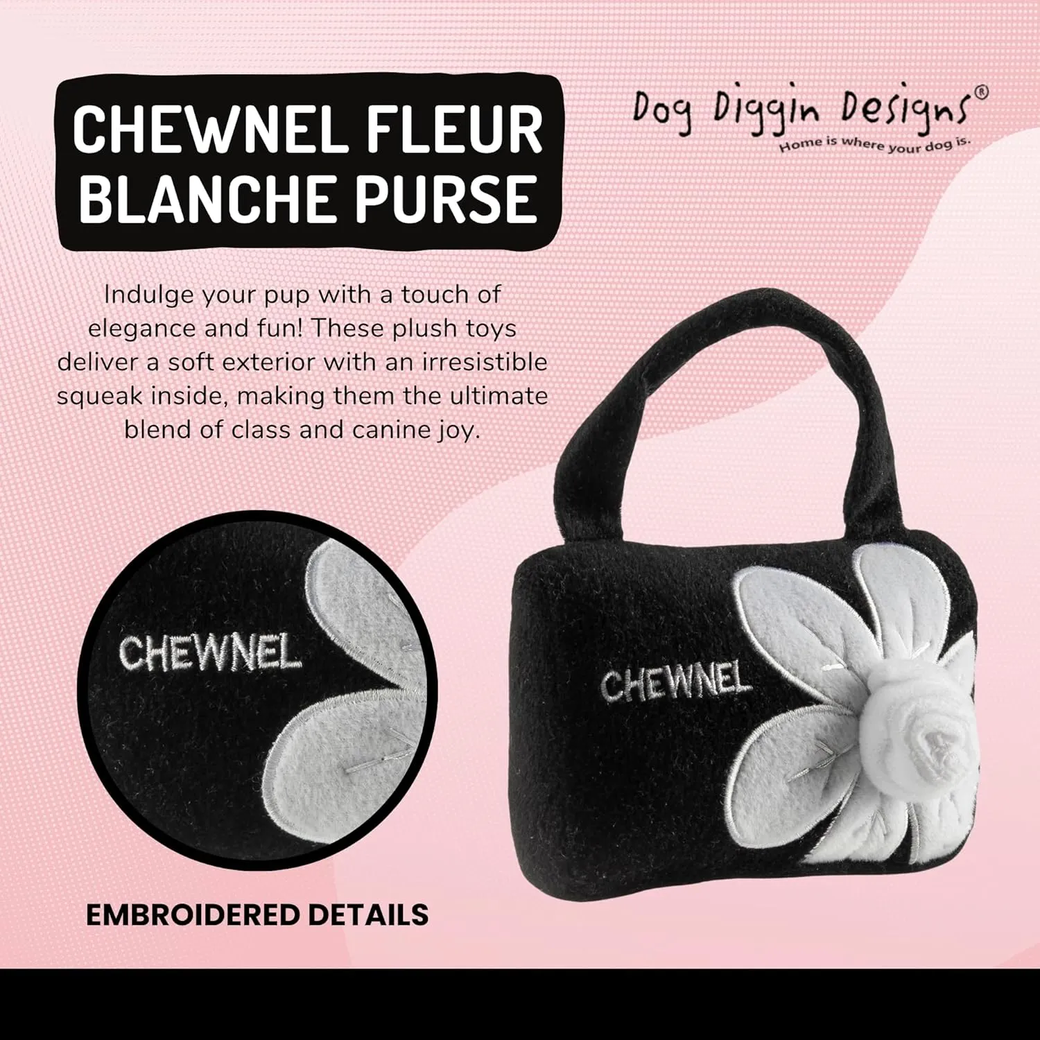 Dog Diggin Designs Runway Pup Collection | Unique Squeaky Parody Plush Dog Toys – Haute Couture Purses & Handbags