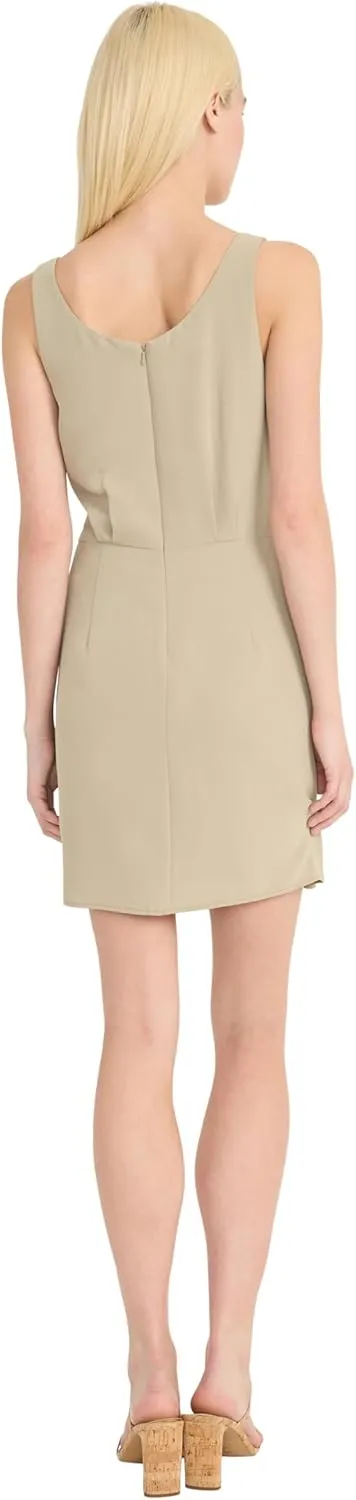 Donna Morgan Women's Sleeveless Scoop Neck Mini Side Tie Detail-Elegant Drapey Twill Wedding Guest Cocktail Dress