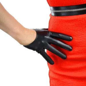 DooWay Fashion Short Leather Gloves for Women Costume Wet Look Faux Patent PU Driving Dress Gloves