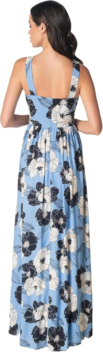 Dress the Population Women's Rose Fit and Flare Floor Length Dress
