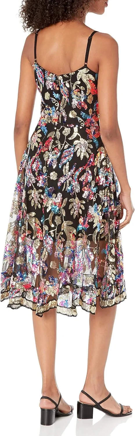 Dress the Population Women's Uma Sweetheart Bodice Fit and Flare Midi Dress
