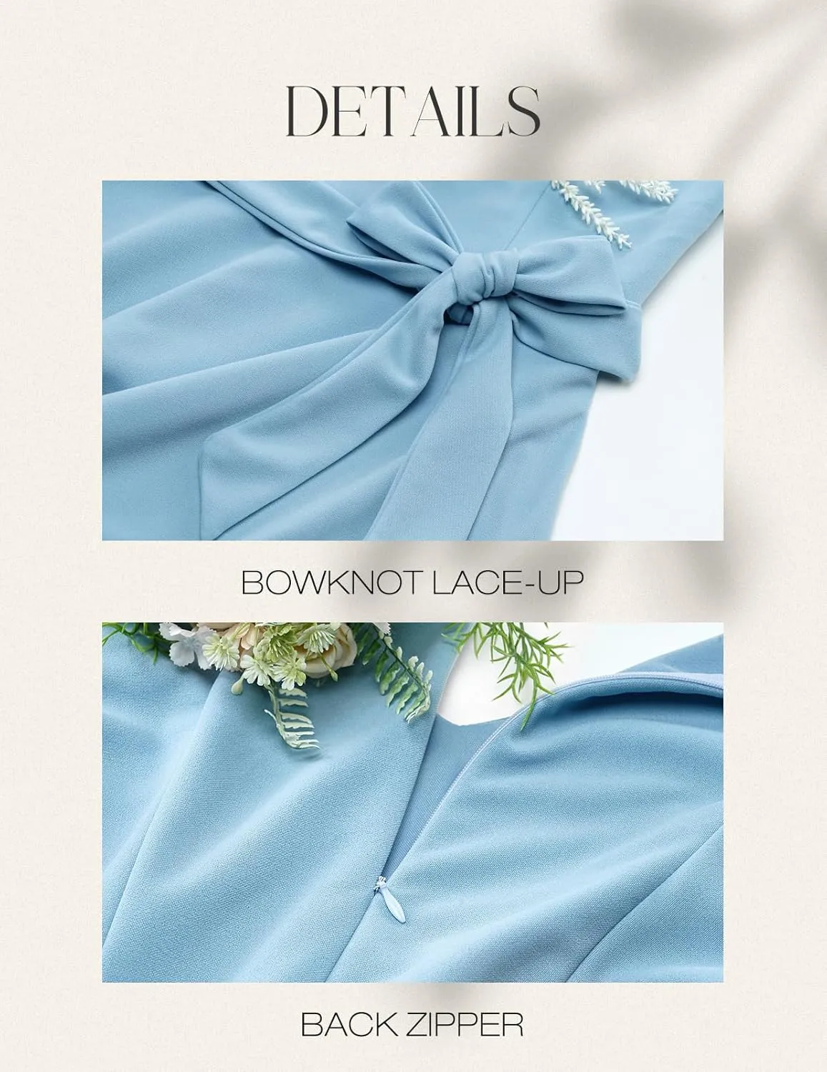 DRESSTELLS Cocktail Dress 2025, Long Bell Sleeves & V-Neck, Formal Bridesmaid Prom Dresses for Party