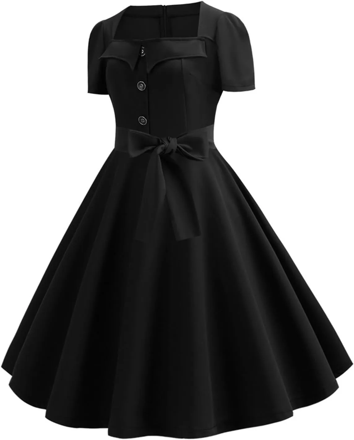 EFOFEI Women's Audrey Hepburn Style Dress Polka Dot Short Sleeve Cocktail Dress Vintage Elegant Dress with Belt
