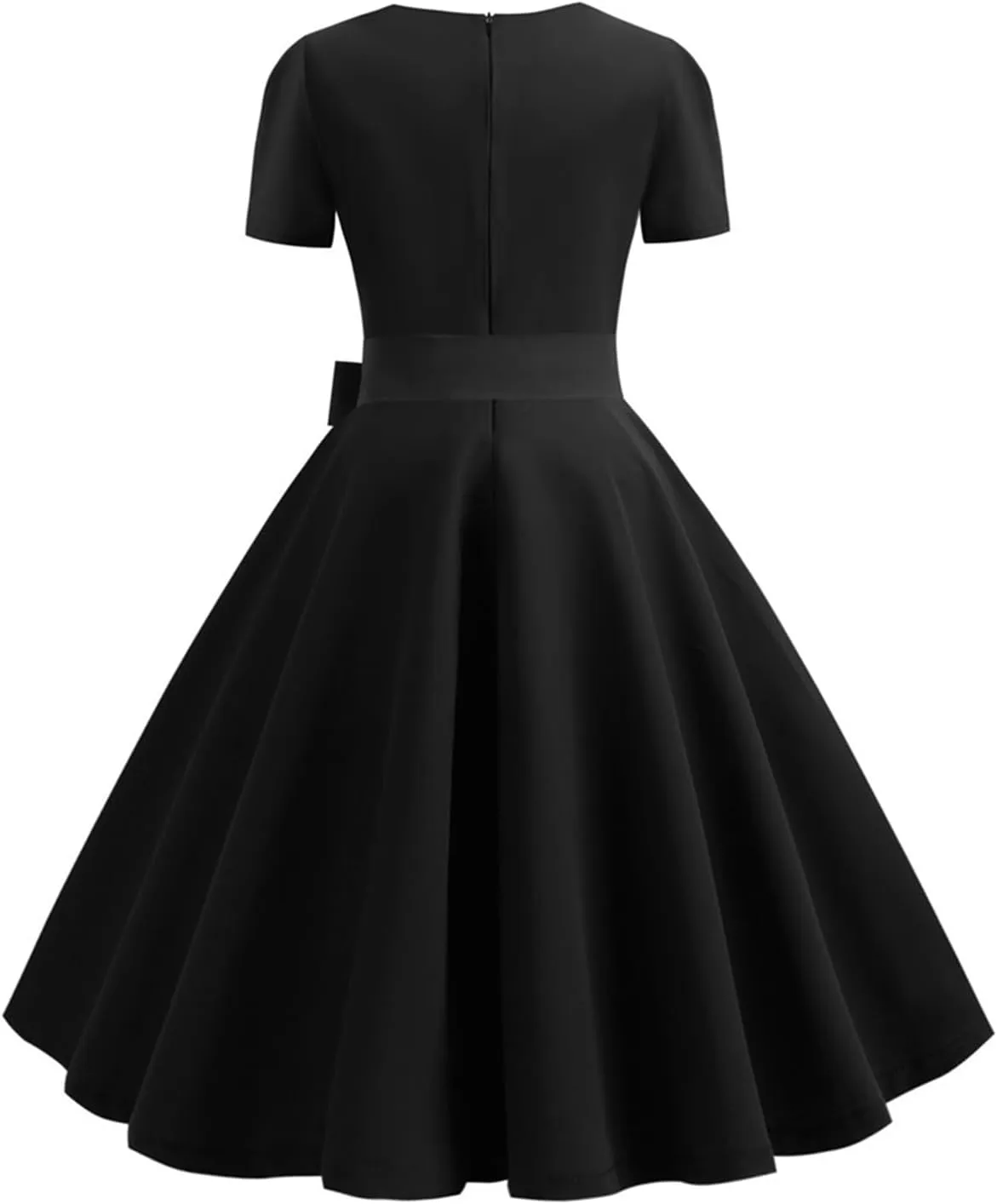 EFOFEI Women's Audrey Hepburn Style Dress Polka Dot Short Sleeve Cocktail Dress Vintage Elegant Dress with Belt
