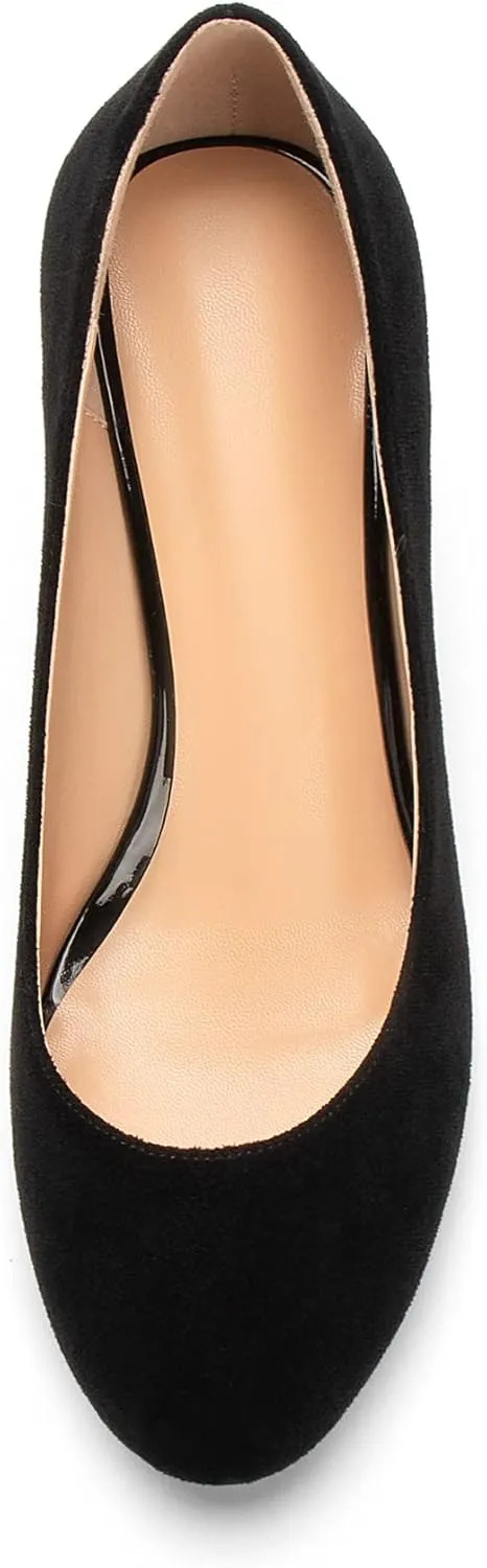 Eldof Women Kitten Heel Pumps - Round Toe 6.5cm Mid-Heel Court Shoes for Wedding, Party, Office