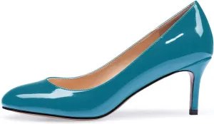 Eldof Women Kitten Heel Pumps - Round Toe 6.5cm Mid-Heel Court Shoes for Wedding, Party, Office