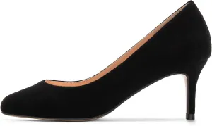 Eldof Women Kitten Heel Pumps - Round Toe 6.5cm Mid-Heel Court Shoes for Wedding, Party, Office