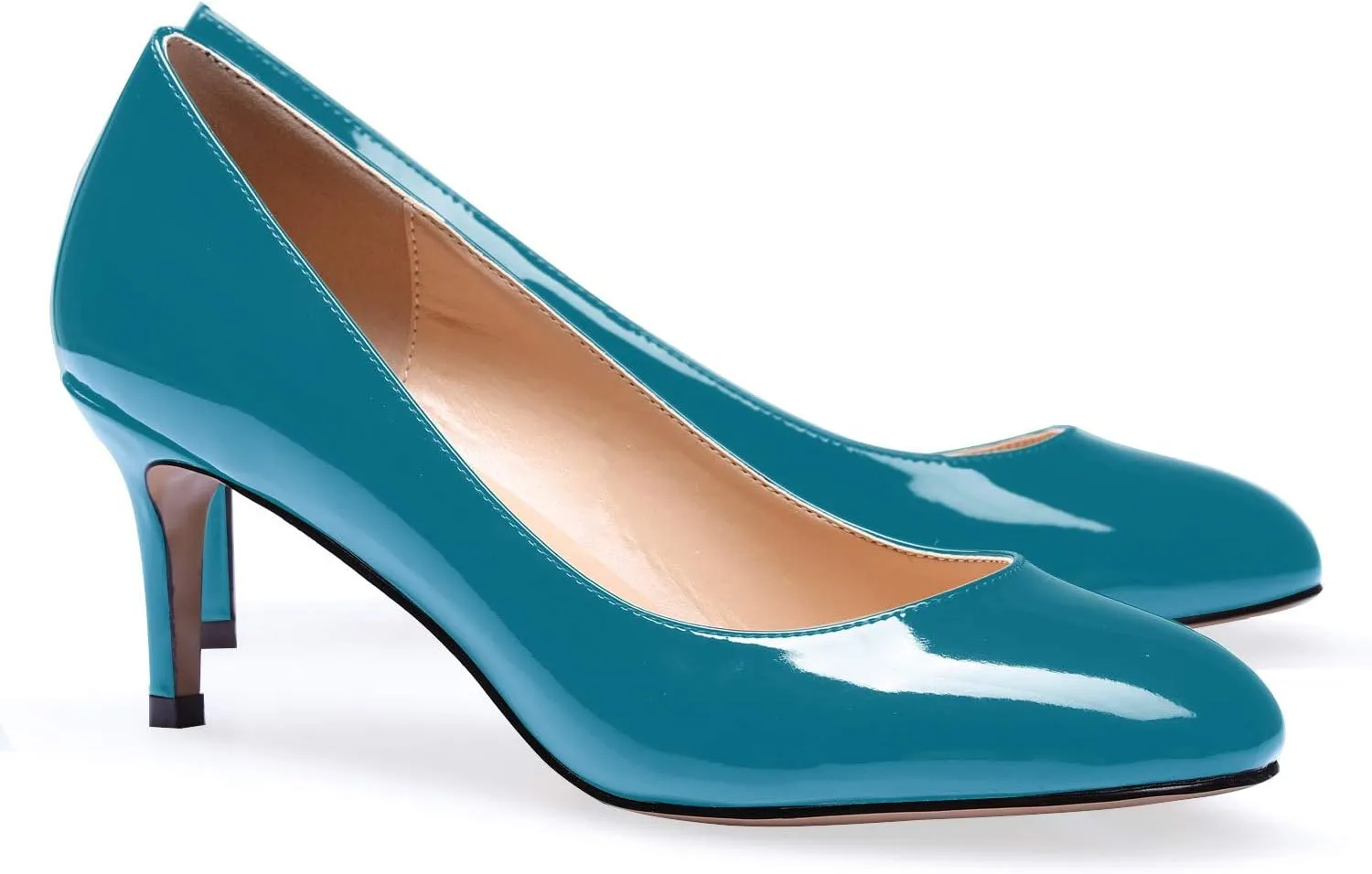 Eldof Women Kitten Heel Pumps - Round Toe 6.5cm Mid-Heel Court Shoes for Wedding, Party, Office