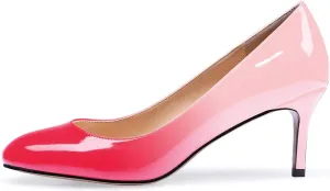 Eldof Women Kitten Heel Pumps - Round Toe 6.5cm Mid-Heel Court Shoes for Wedding, Party, Office