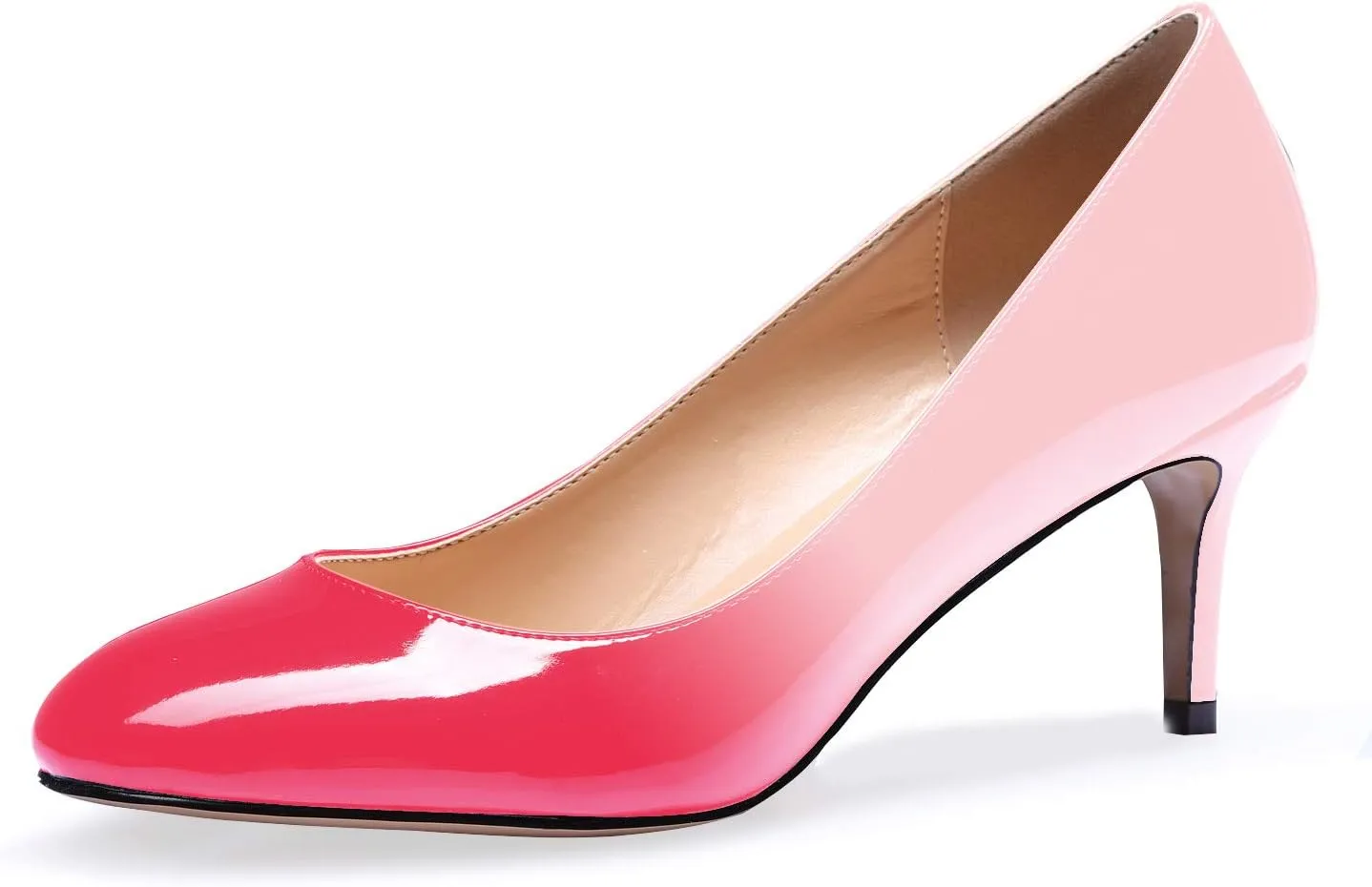 Eldof Women Kitten Heel Pumps - Round Toe 6.5cm Mid-Heel Court Shoes for Wedding, Party, Office