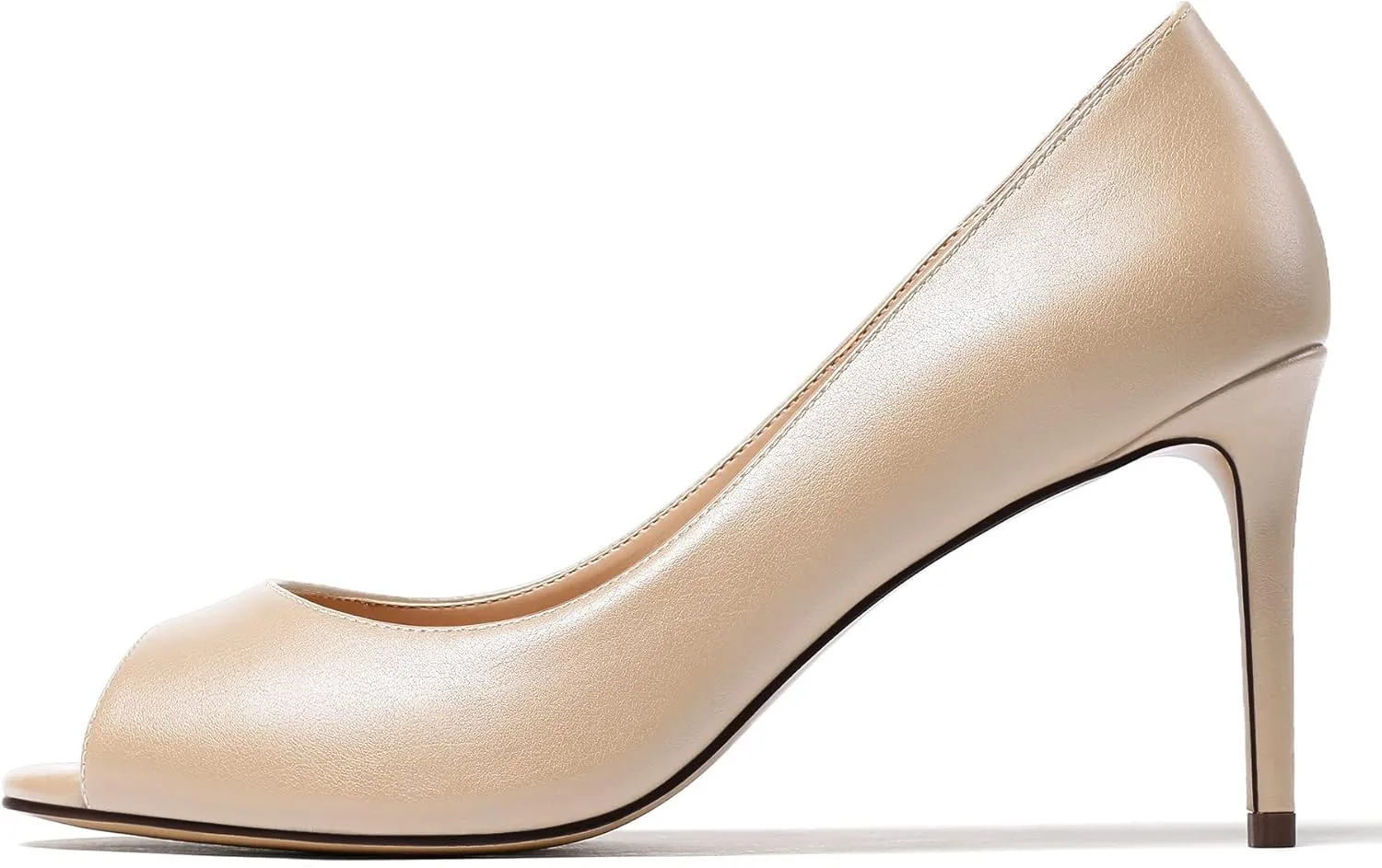Eldof Women Peep Toe Pumps Mid-Heel Pumps Formal Wedding Bridal Classic Heel Open Toe Stiletto