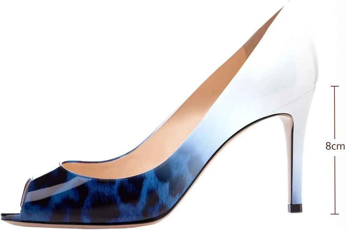Eldof Women Peep Toe Pumps Mid-Heel Pumps Formal Wedding Bridal Classic Heel Open Toe Stiletto