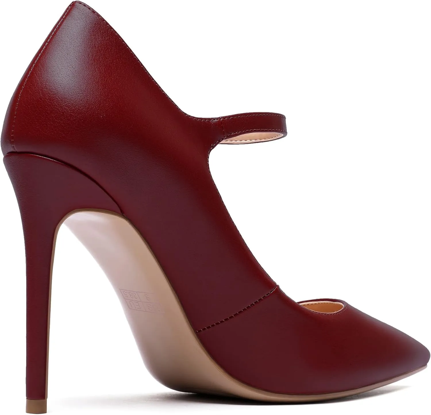 Eldof Women's 100mm High Heel Pointed Toe Mary Jane Pumps Ankle Strap Buckle Closure Shoes