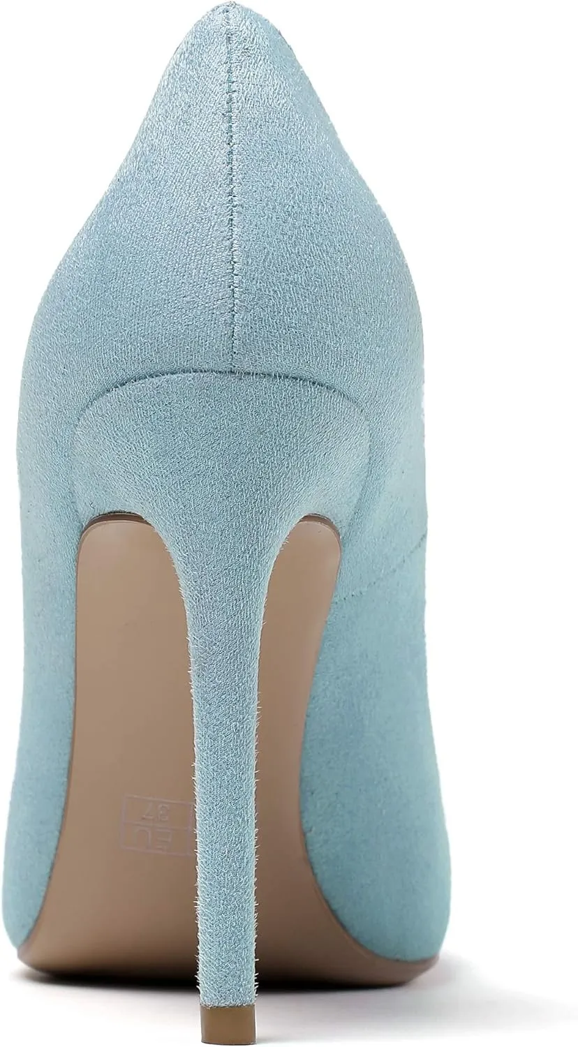 Eldof Women's Classic Dress Pumps Shoes, Sexy Pointed Toe 4" Stiletto High Heels, Office Formal Slip On Size 5-13