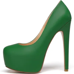 Eldof Womens High Heel Platform Pumps Round Toe Sky High Stilettoes 6" Party Dress Platform