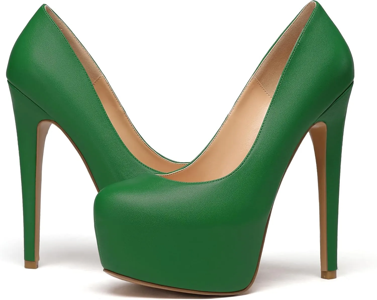 Eldof Womens High Heel Platform Pumps Round Toe Sky High Stilettoes 6" Party Dress Platform
