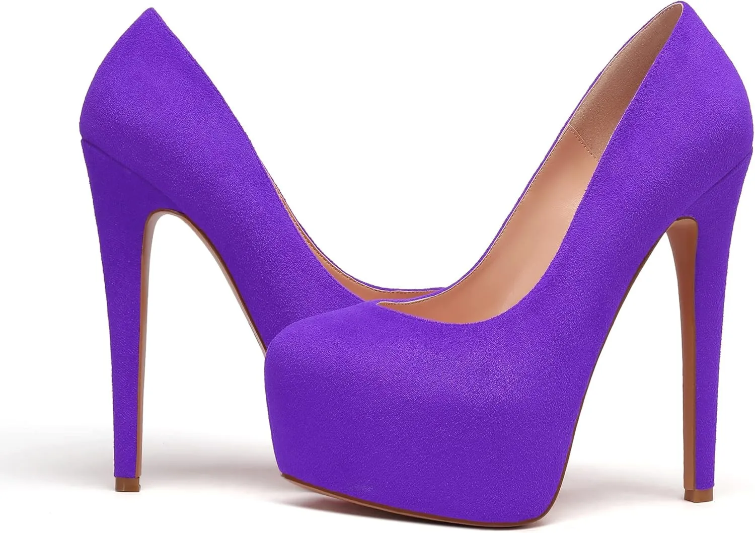 Eldof Womens High Heel Platform Pumps Round Toe Sky High Stilettoes 6" Party Dress Platform