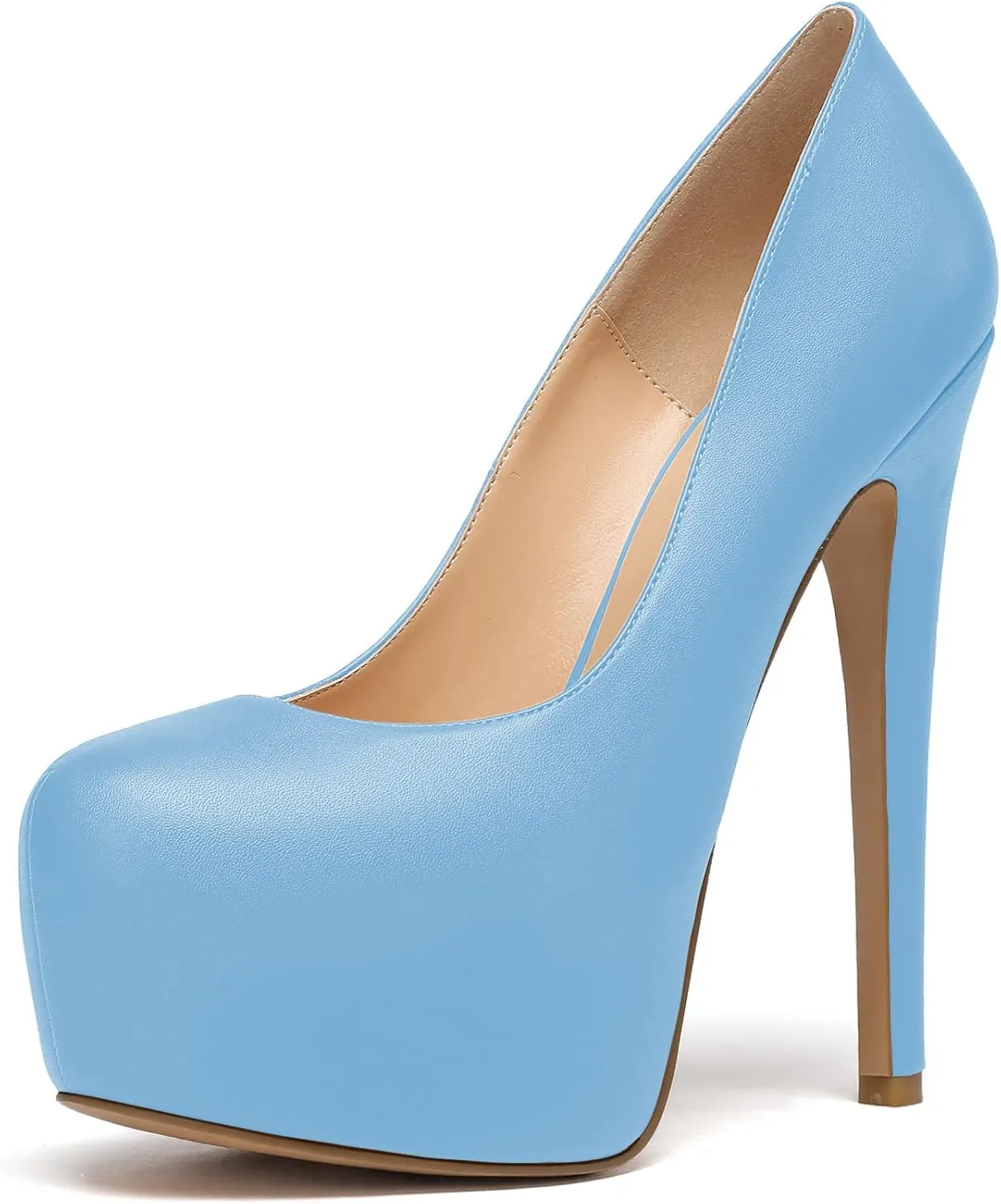 Eldof Womens High Heel Platform Pumps Round Toe Sky High Stilettoes 6" Party Dress Platform