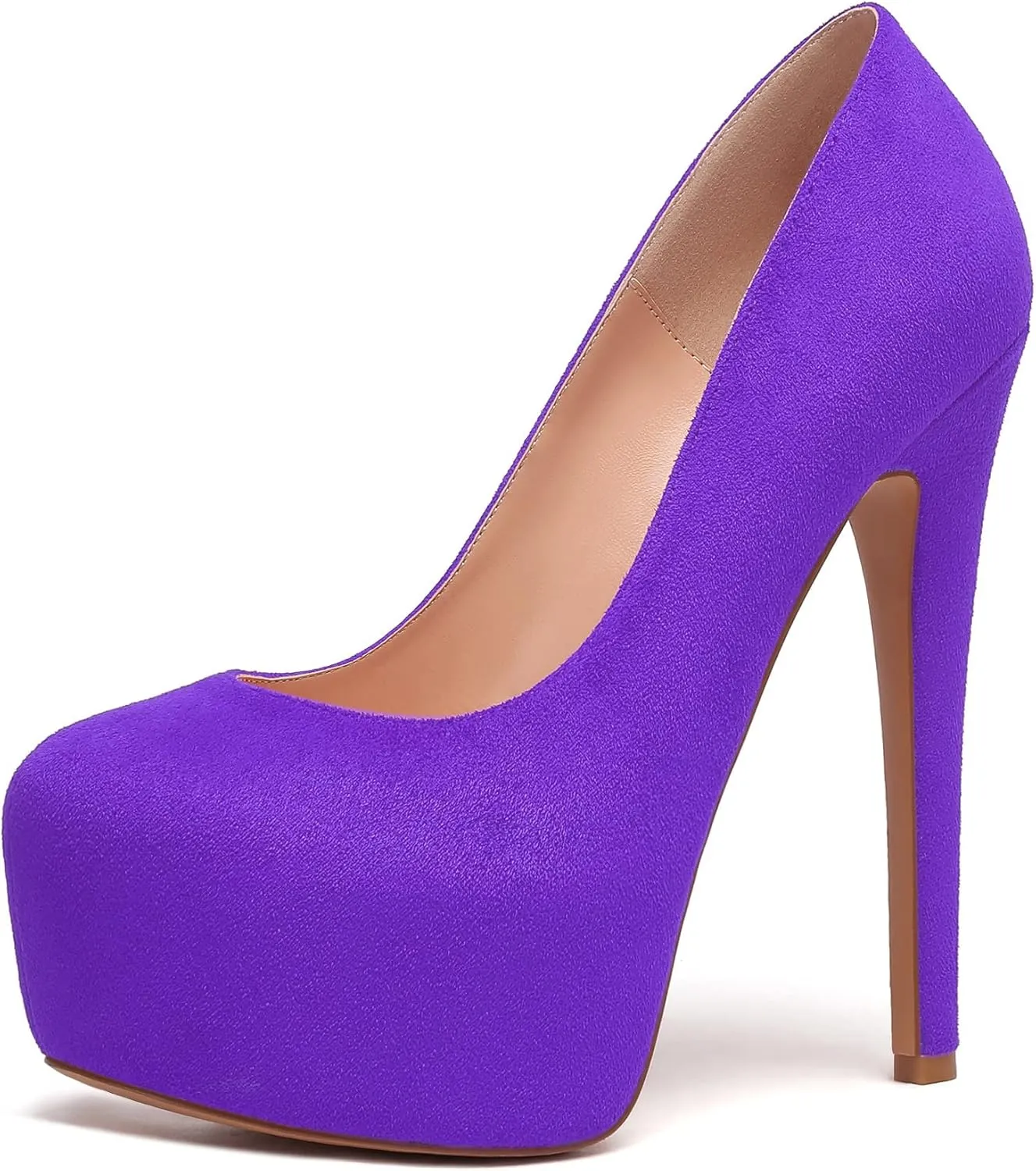 Eldof Womens High Heel Platform Pumps Round Toe Sky High Stilettoes 6" Party Dress Platform