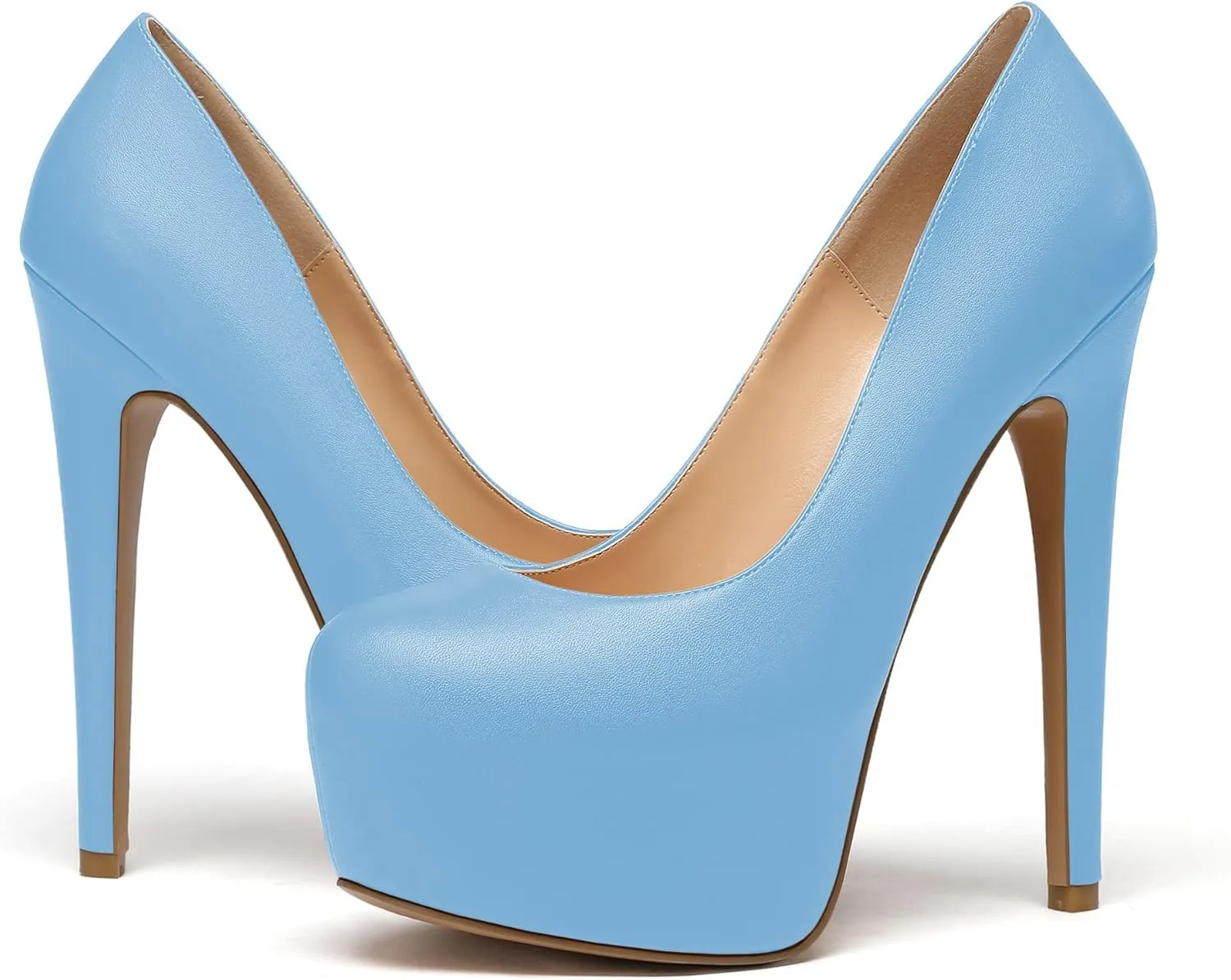 Eldof Womens High Heel Platform Pumps Round Toe Sky High Stilettoes 6" Party Dress Platform