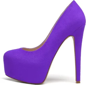 Eldof Womens High Heel Platform Pumps Round Toe Sky High Stilettoes 6" Party Dress Platform