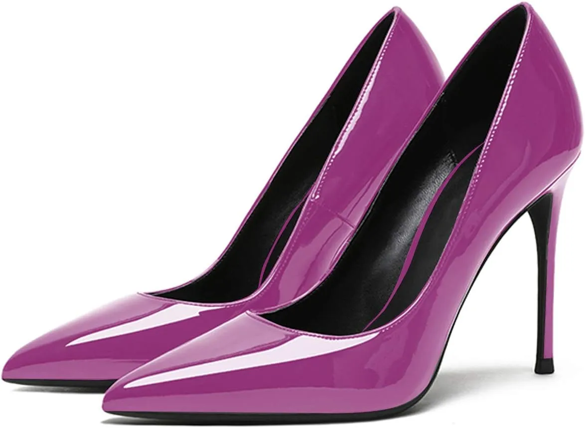 Eldof Womens Pointed Toe Pumps High Heel Stilettos Classic Slip On 4" Heels Wedding Party Office Pumps for Women