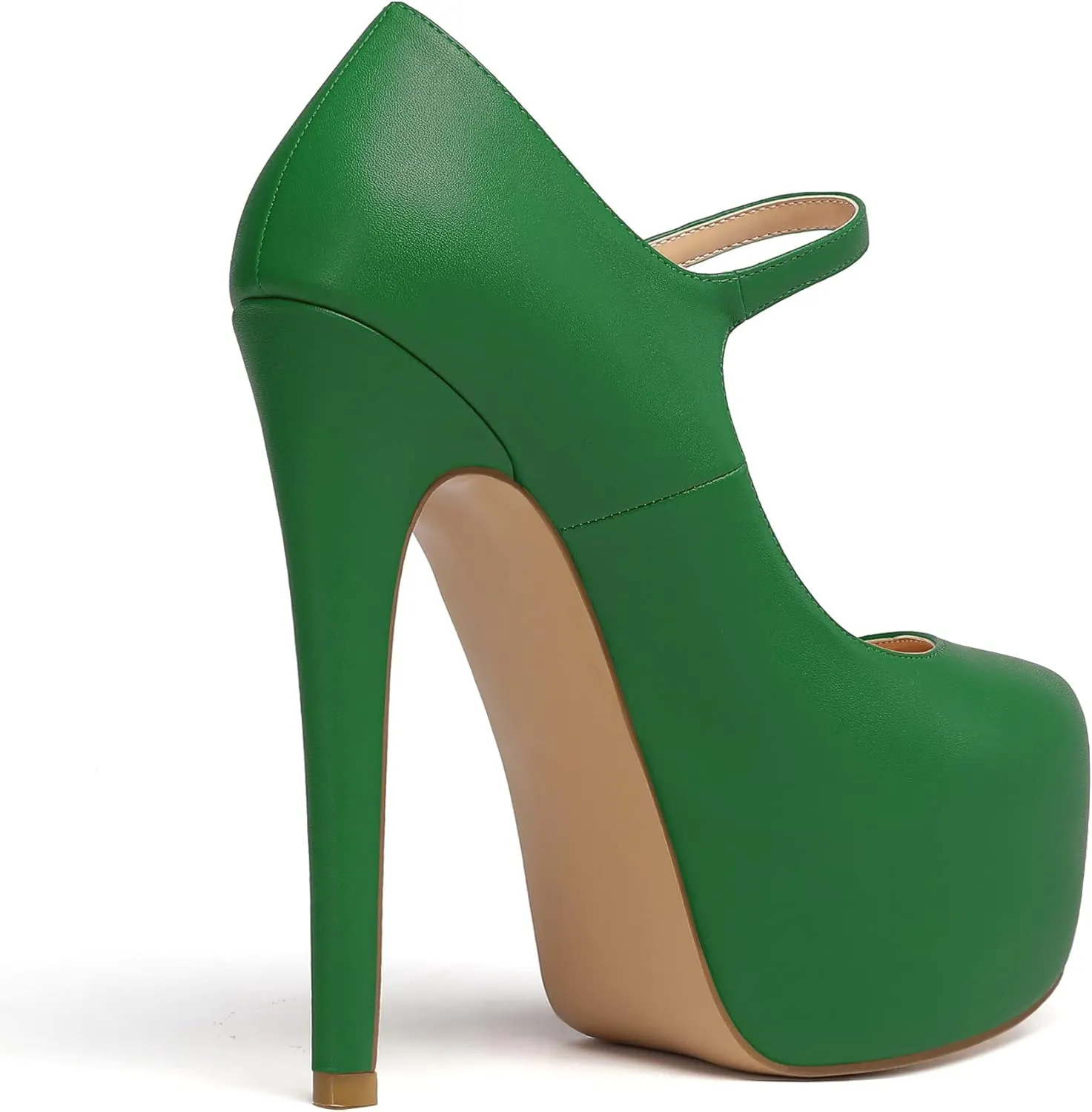 Eldof Women's Stiletto High Heels Platform Mary Jane Pumps Round Closed Toe Ankle Straps Party Dress Shoes 6 Inches
