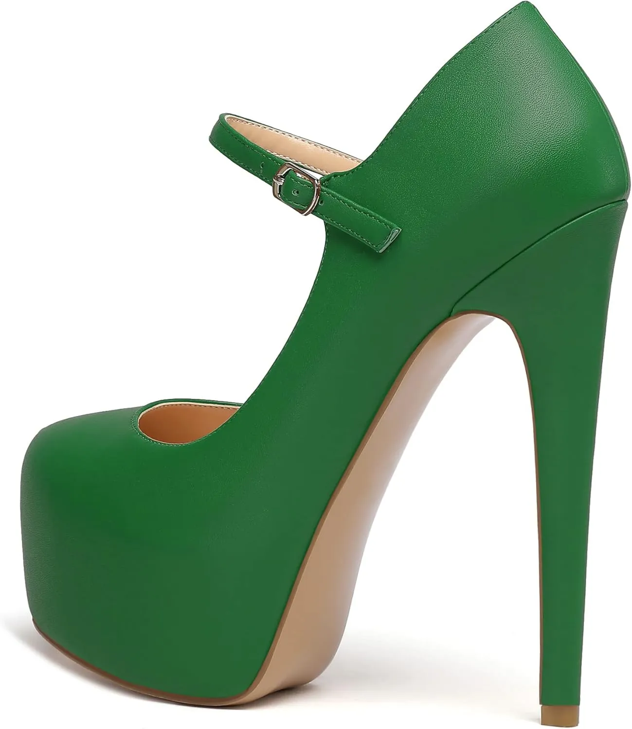 Eldof Women's Stiletto High Heels Platform Mary Jane Pumps Round Closed Toe Ankle Straps Party Dress Shoes 6 Inches