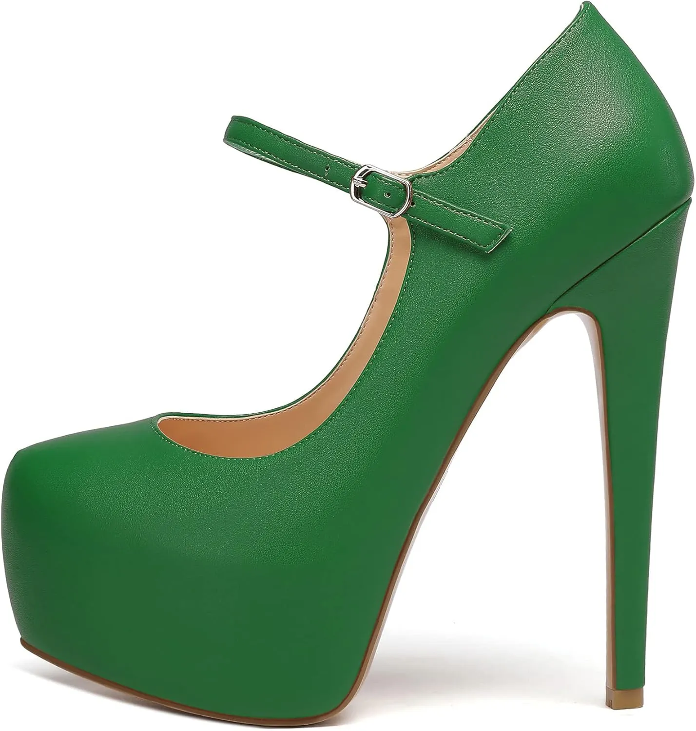 Eldof Women's Stiletto High Heels Platform Mary Jane Pumps Round Closed Toe Ankle Straps Party Dress Shoes 6 Inches