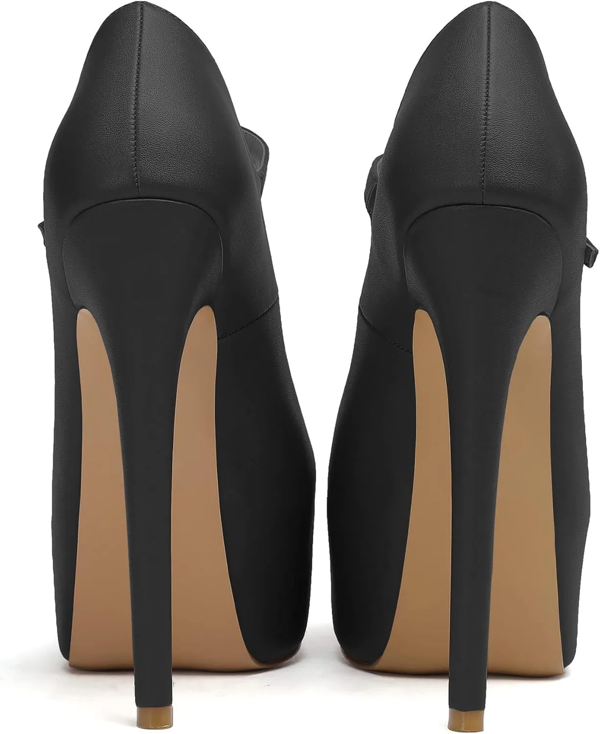 Eldof Women's Stiletto High Heels Platform Mary Jane Pumps Round Closed Toe Ankle Straps Party Dress Shoes 6 Inches