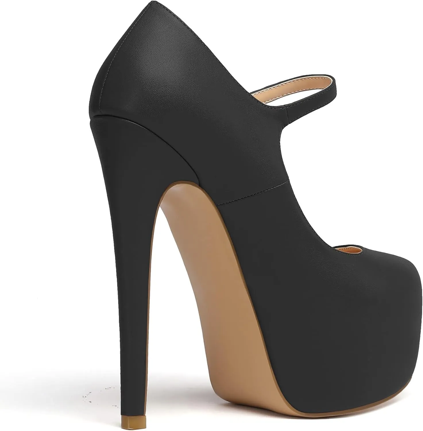 Eldof Women's Stiletto High Heels Platform Mary Jane Pumps Round Closed Toe Ankle Straps Party Dress Shoes 6 Inches